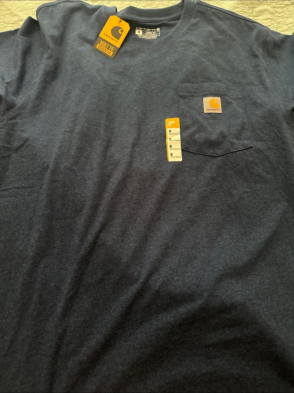 Carhartt Navy Short-Sleeve Pocket Tee with Logo Patch